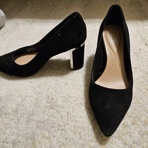 Black Suede heels, with silver detail